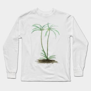 two palm trees watercolor Long Sleeve T-Shirt